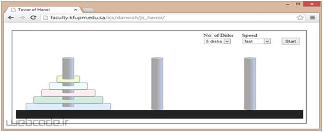 برج هانوی با جاوااسکریپت